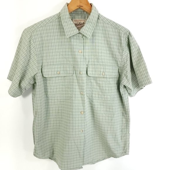 Woolrich Top Women's Medium Multicolor Plaid Cotton Button Front Short Sleeve - Picture 1 of 7